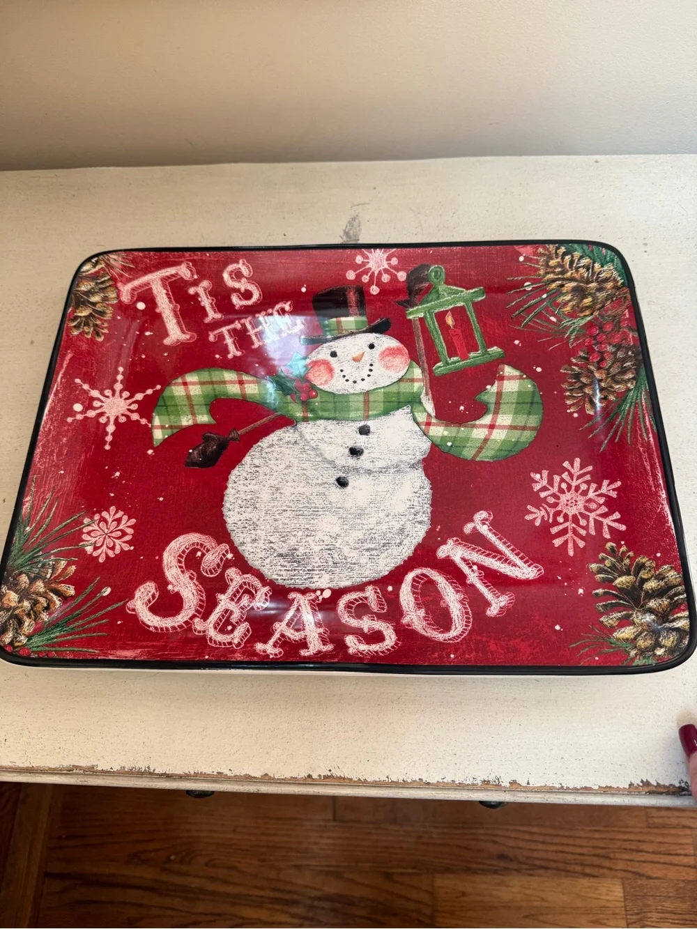 Certified International Red Snowman Placemat with Green Plaid Scarf